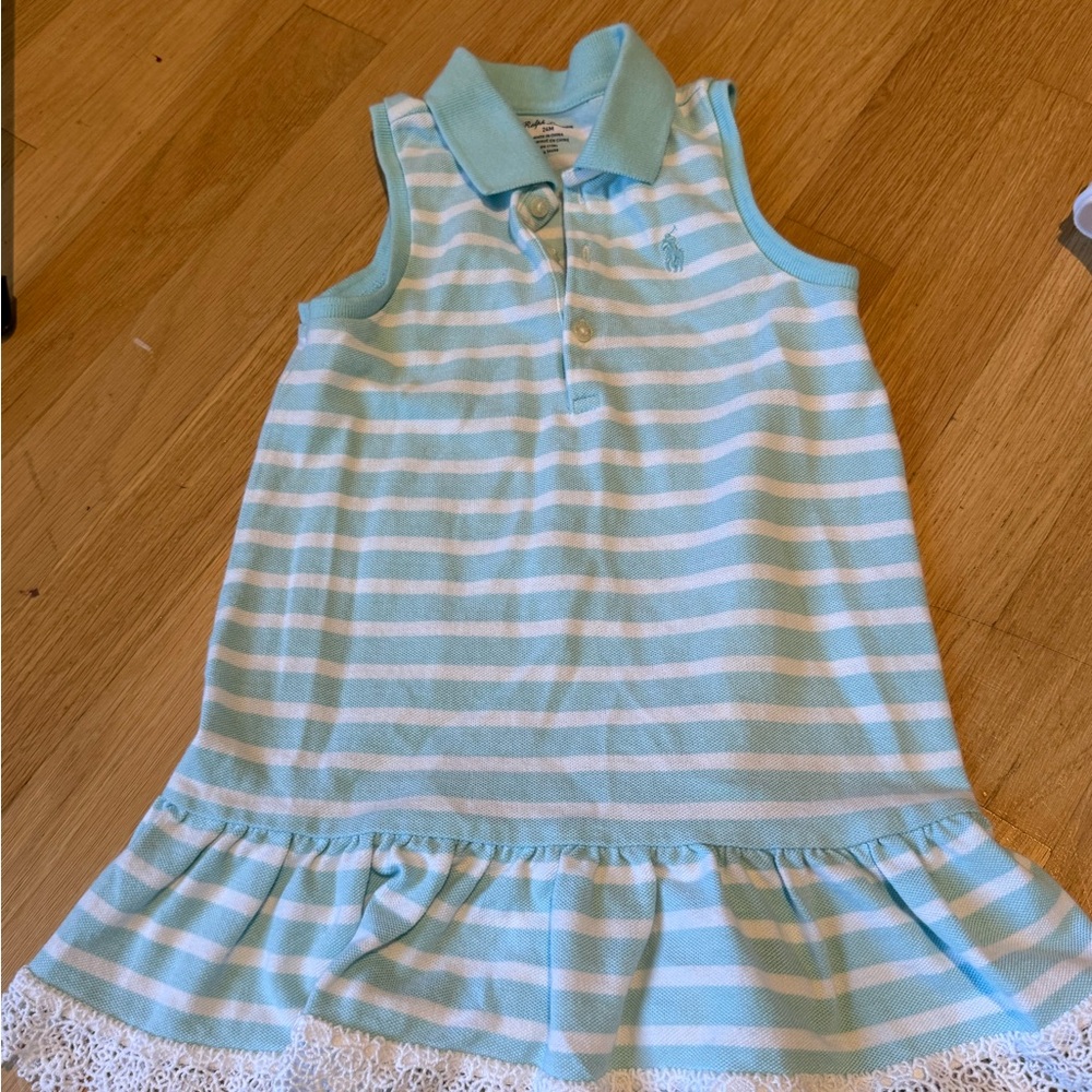 Polo by Ralph Lauren Blue and White Striped Kids Dress